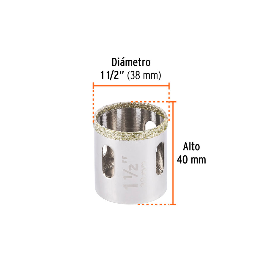 Brocasierra diamante 1-1/2' borde continuo, Truper Caja con 4, 17130