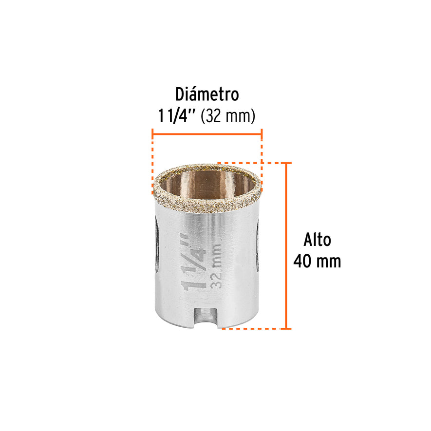 Brocasierra diamante 1-1/4' borde continuo, Truper Caja con 4, 17128