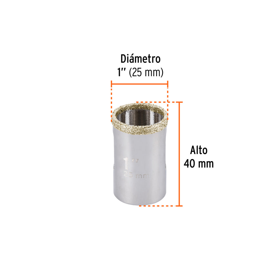 Brocasierra diamante 1' borde continuo, Truper Caja con 4, 17126
