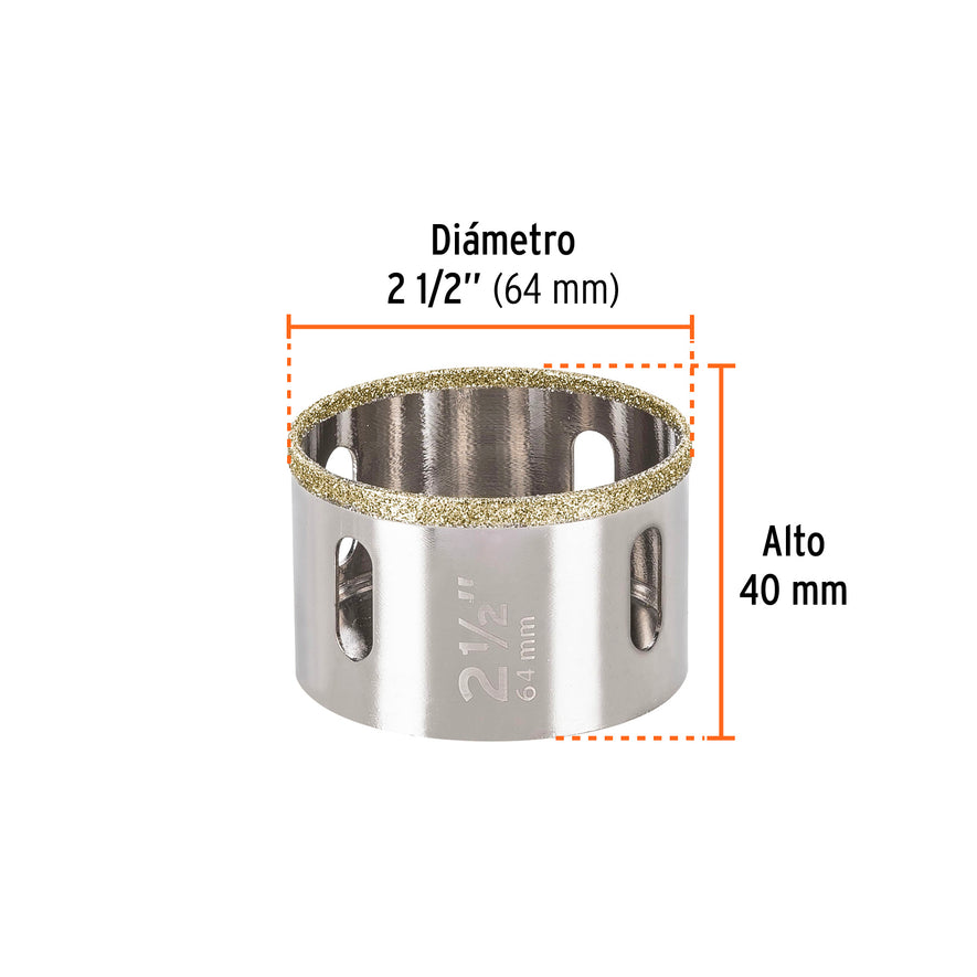 Brocasierra diamante 2-1/2' borde continuo, Truper, 17134