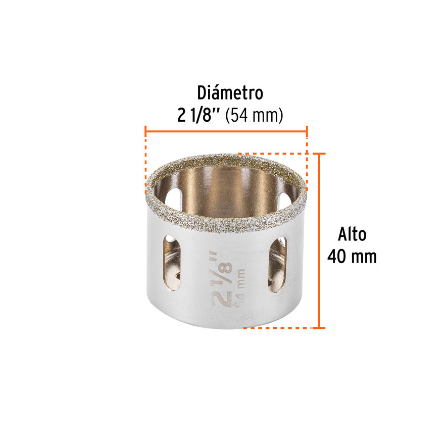 Brocasierra diamante 2-1/8' borde continuo, Truper Caja con 2, 17133