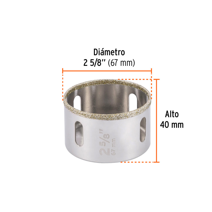 Brocasierra diamante 2-5/8' borde continuo, Truper, 17135