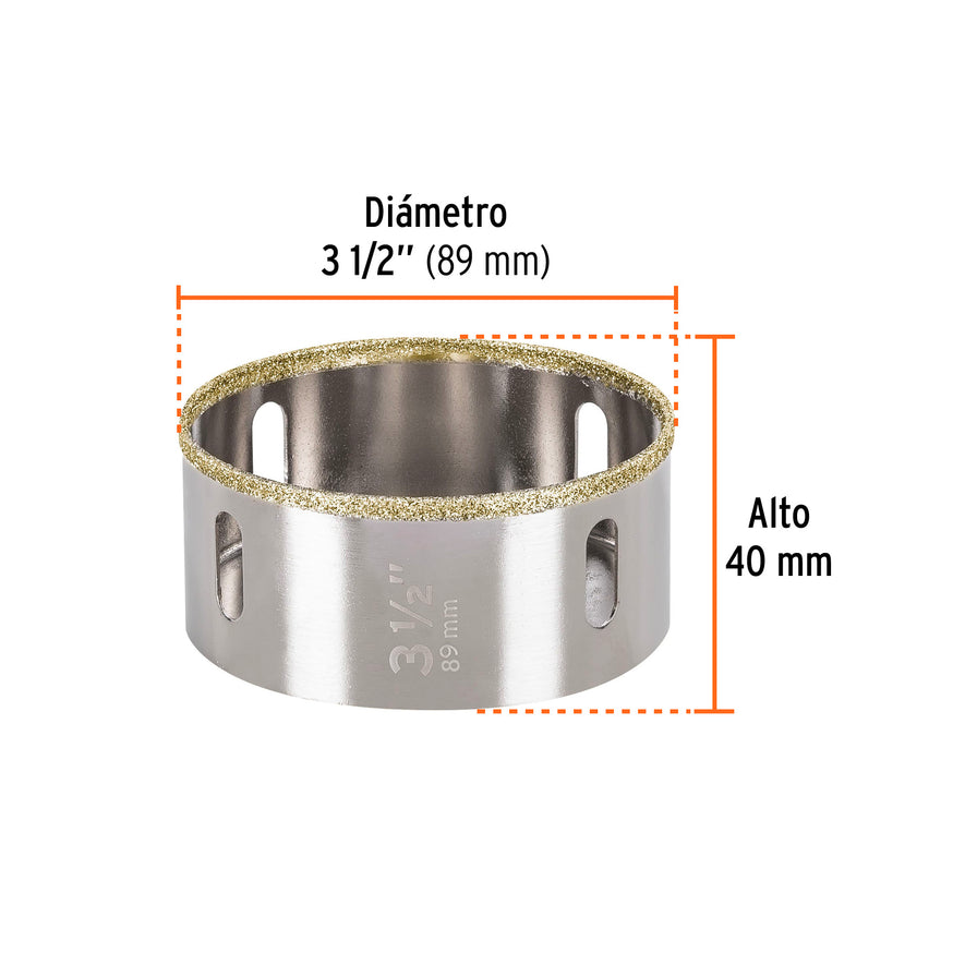 Brocasierra diamante 3-1/2' borde continuo, Truper, 17138