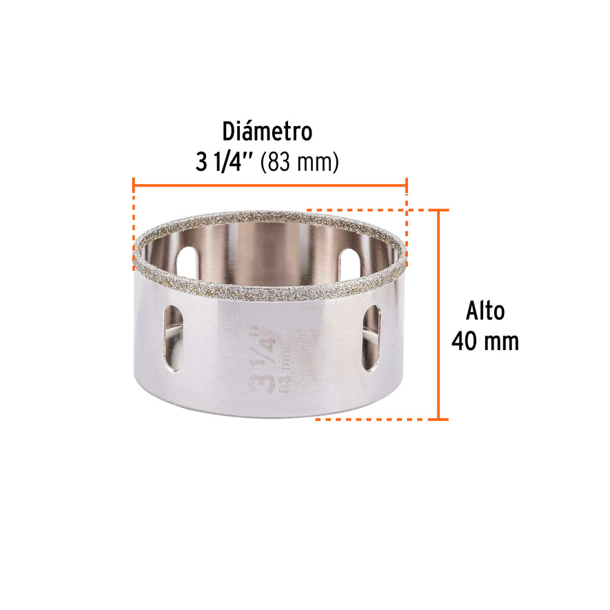 Brocasierra diamante 3-1/4' borde continuo, Truper, 17137