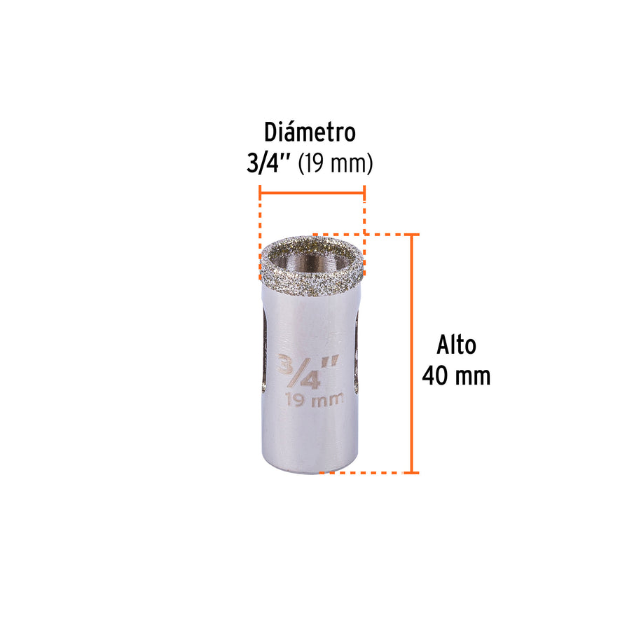 Brocasierra diamante 3/4' borde continuo, Truper Caja con 4, 17124