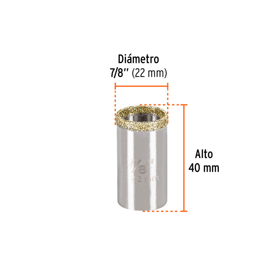 Brocasierra diamante 7/8' borde continuo, Truper Caja con 4, 17125
