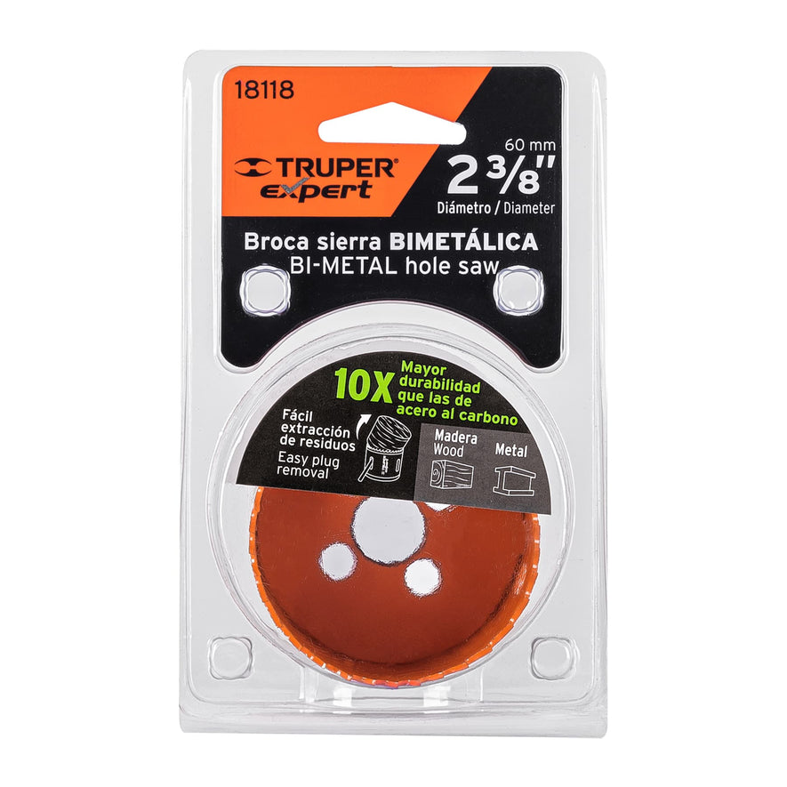 Brocasierra bimetálica 2-3/8', Truper Expert Caja con 3, 18118