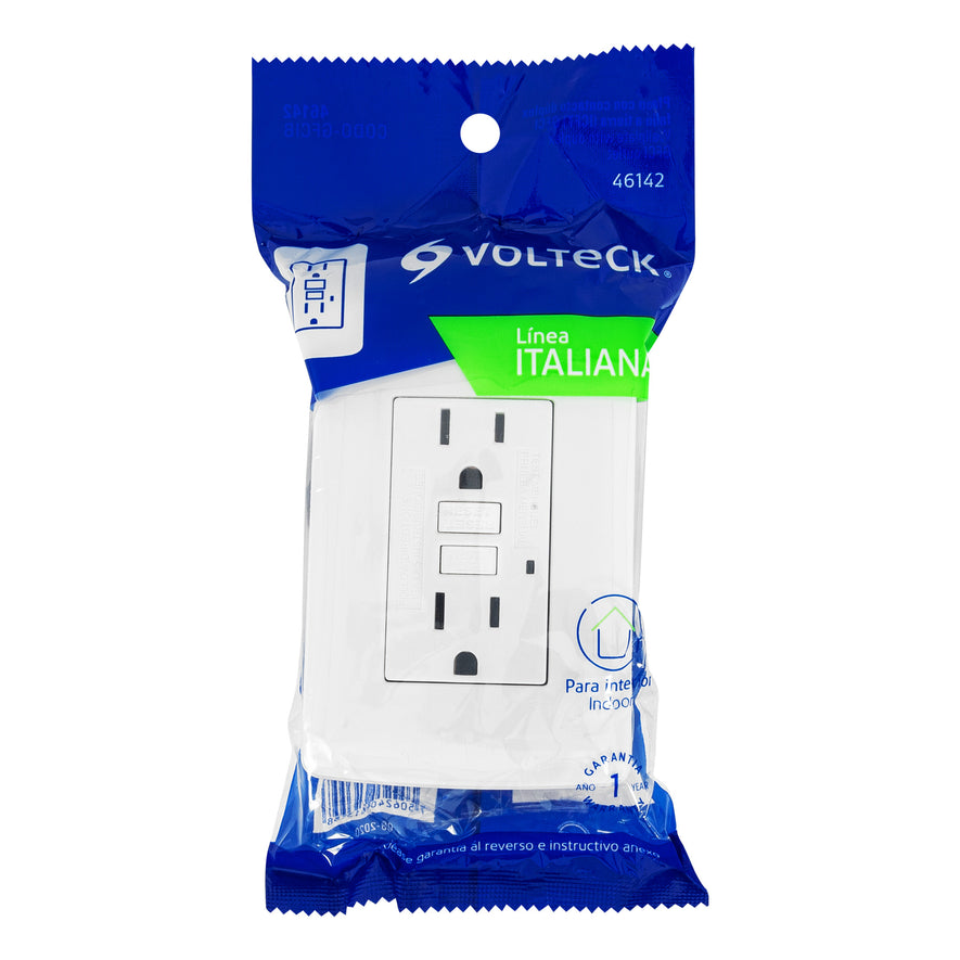 Contacto dúplex falla a tierra GFCI, blanco, línea Italiana Caja con 3, 46142