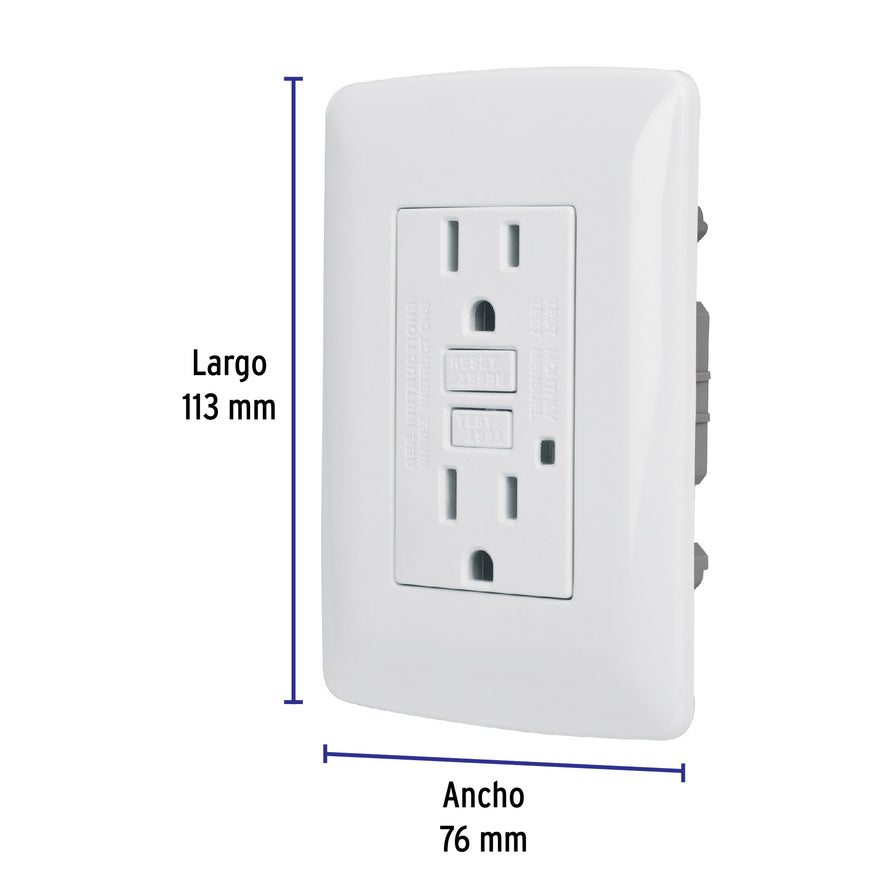 Contacto dúplex falla a tierra GFCI, blanco, línea Italiana Caja con 3, 46142