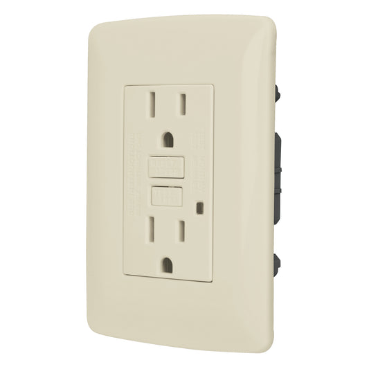 Contacto dúplex falla a tierra GFCI, marfil, línea Italiana Caja con 3, 46145