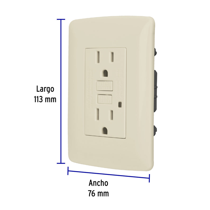 Contacto dúplex falla a tierra GFCI, marfil, línea Italiana Caja con 3, 46145