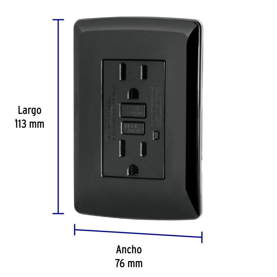 Contacto dúplex falla a tierra GFCI, negro, línea Italiana Caja con 3, 47589