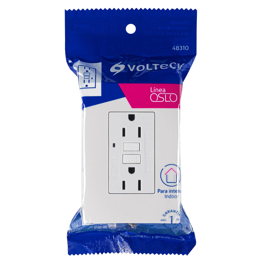 Contacto dúplex falla a tierra GFCI (ICFT), Oslo, Volteck Caja con 3, 48310