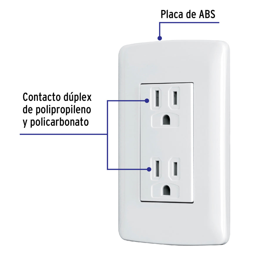 Contacto dúplex aterrizado, color blanco, línea Italiana Caja con 12, 48130