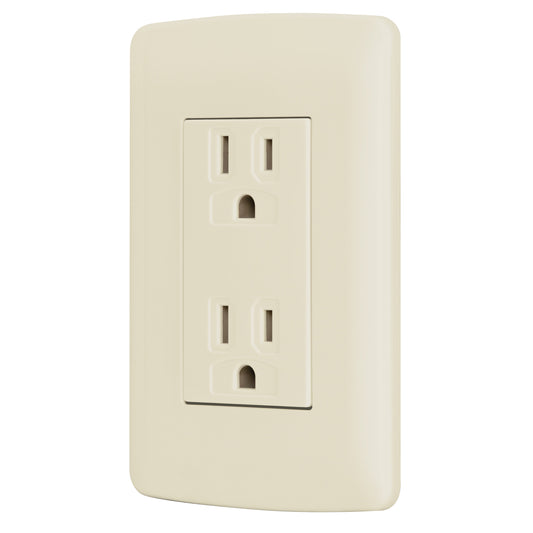 Contacto dúplex aterrizado, color marfil, línea Italiana Caja con 12, 48110