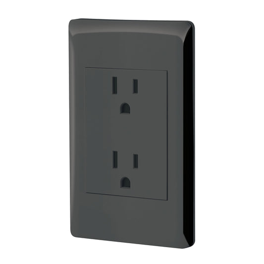 Placa armada negra contacto dúplex 3 módulos, Lisboa Caja con 12, 47902