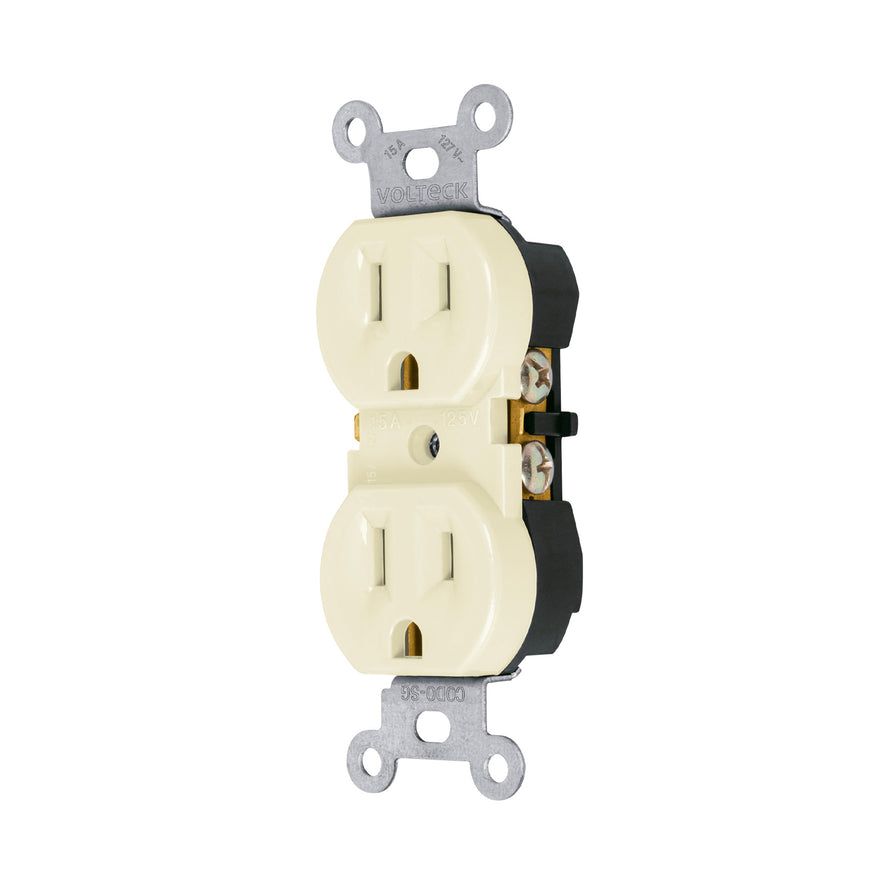 Contacto dúplex, 2 polos 3 hilos, Standard, granel, marfil Caja con 10, 48311