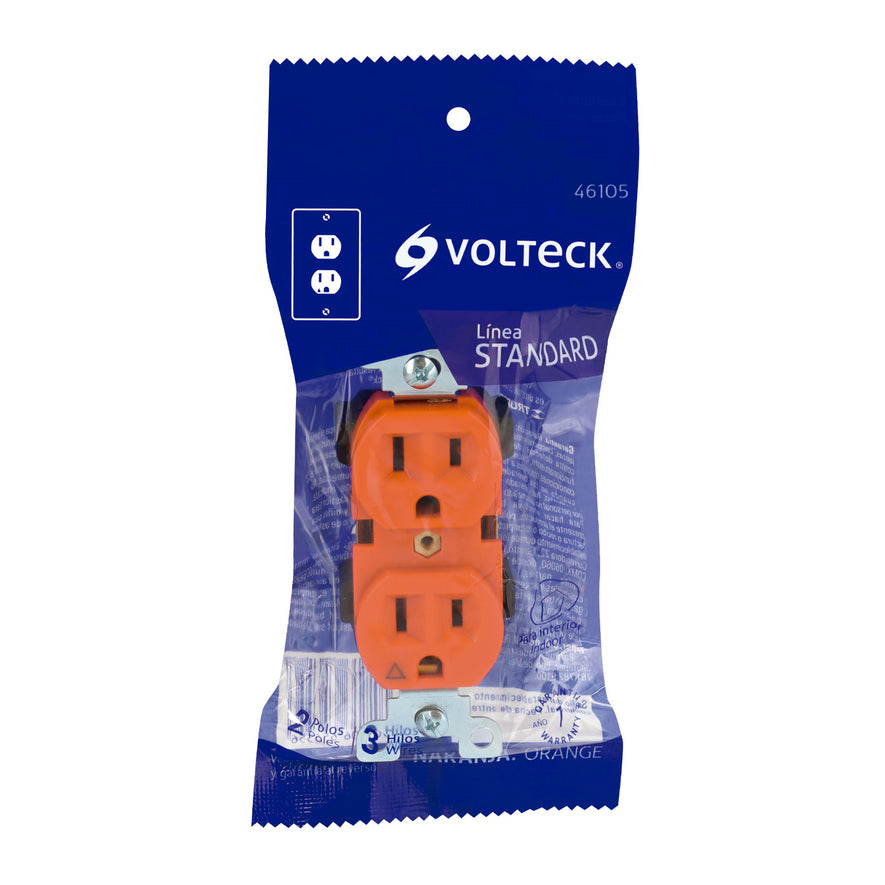 Contacto dúplex, tierra aislada, 15 A, línea standard Caja con 10, 46105