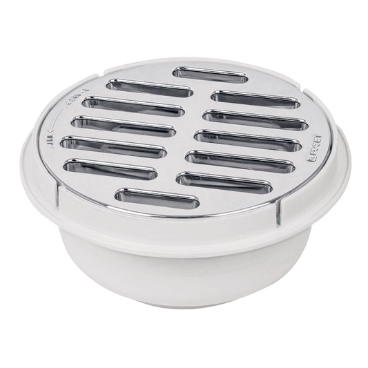 Coladera de ABS con rejilla cromada 5', 1/4 de vuelta, Foset Caja con 4, 49616