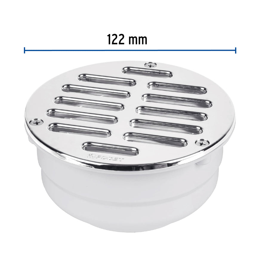 Coladera de ABS con rejilla cromada 5', con tornillos, Foset Caja con 4, 46023