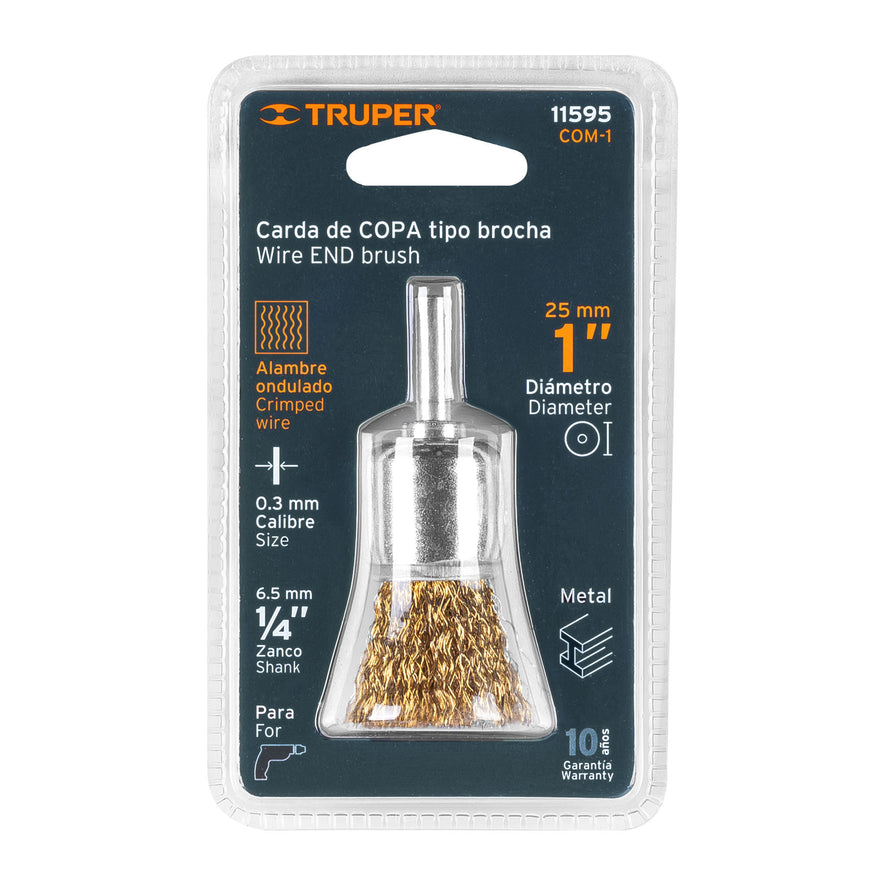Carda de copa 1' alambre grueso para taladro, Truper Caja con 6, 11595