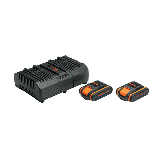 Combo cargador dual con 2 baterías de 2Ah, 20V, TRUPER PRO, 103377