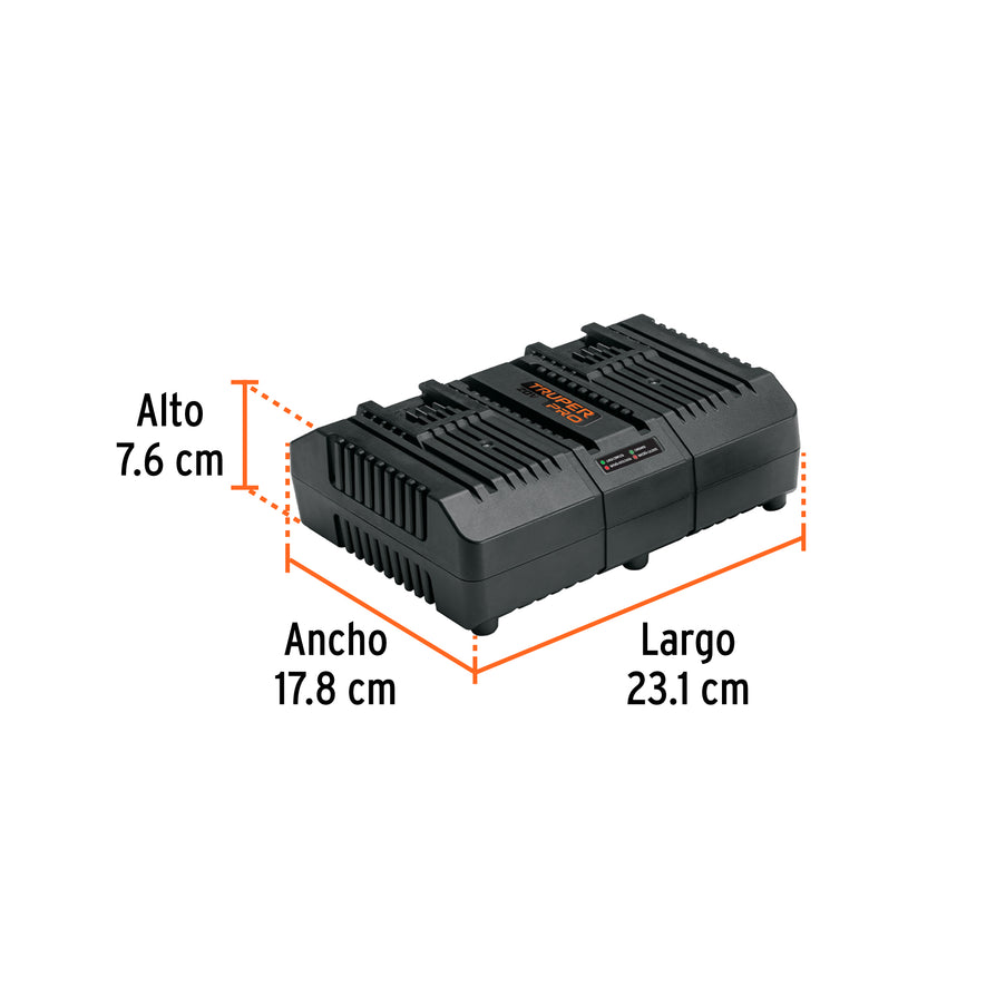 Combo cargador dual con 2 baterías de 2Ah, 20V, TRUPER PRO, 103377