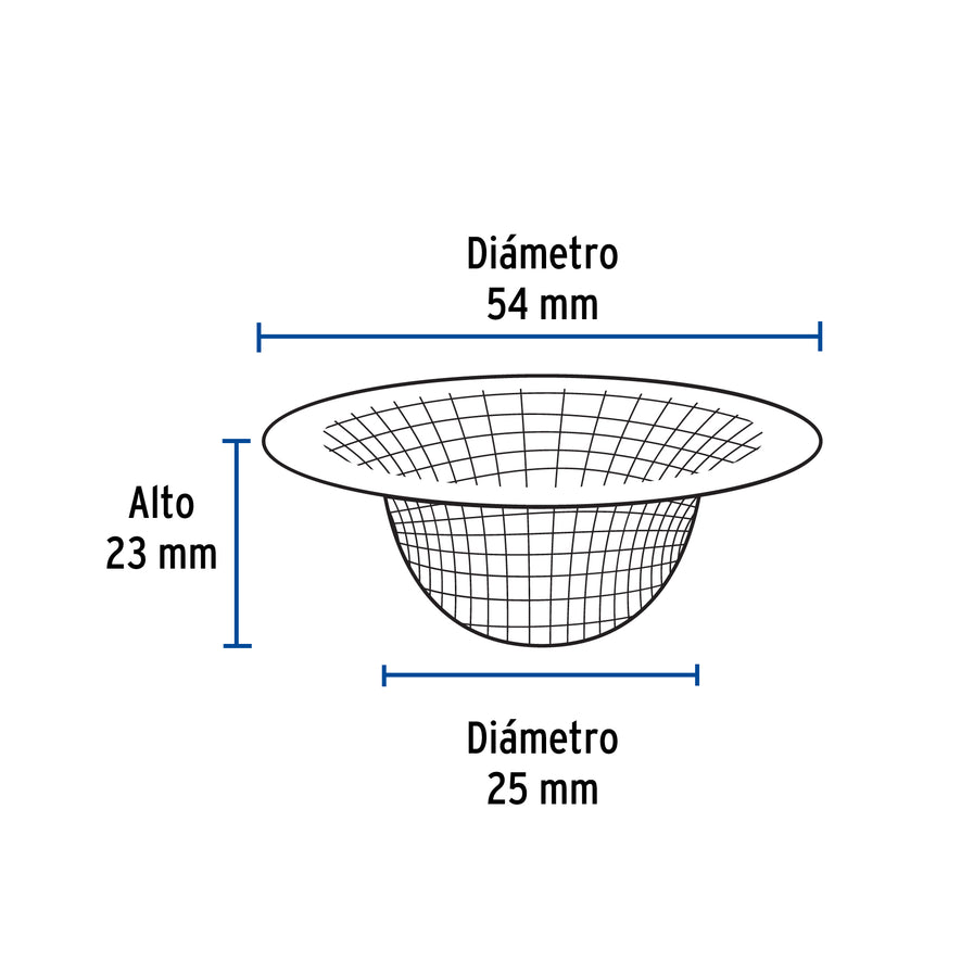Canastilla malla 1/2' inox para lavabo, Foset Caja con 10, 45305