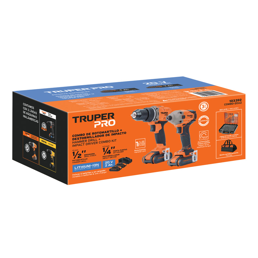 Combo rotomartillo/destornillador impacto, 20V, PRO, 103392