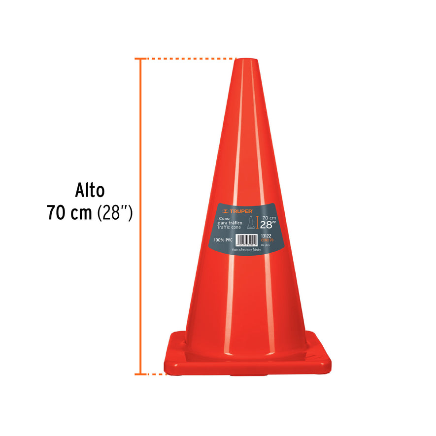 Cono de precaución de 70 cm de PVC, Truper, 13122