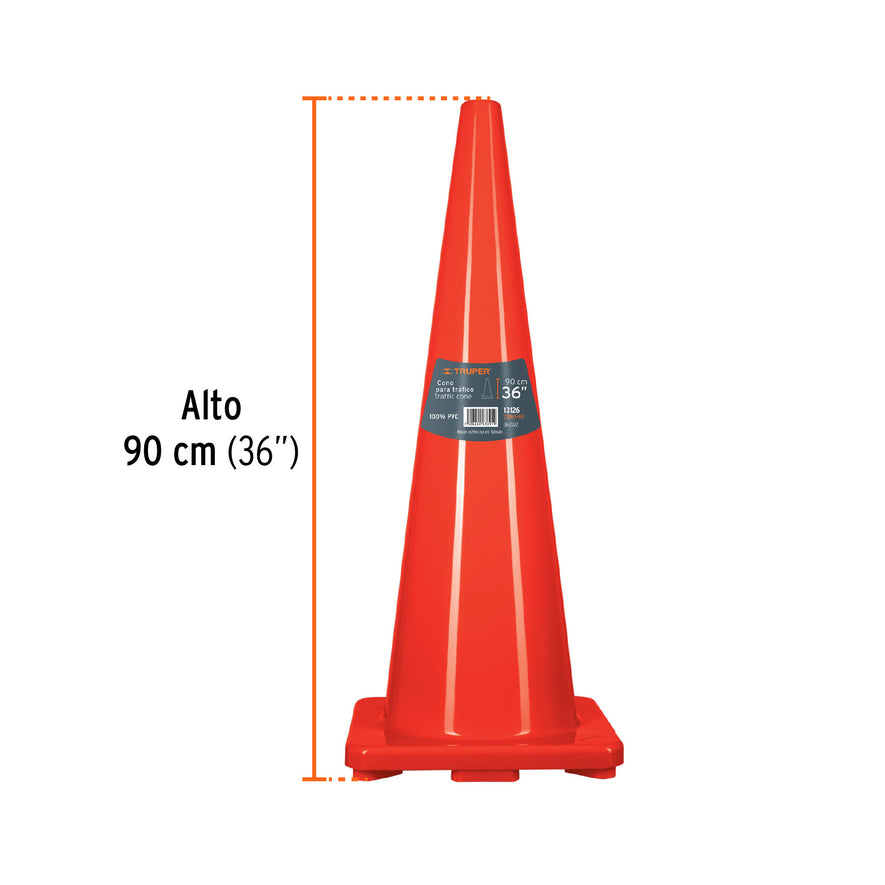 Cono de precaución de 90 cm de PVC, Truper, 13126