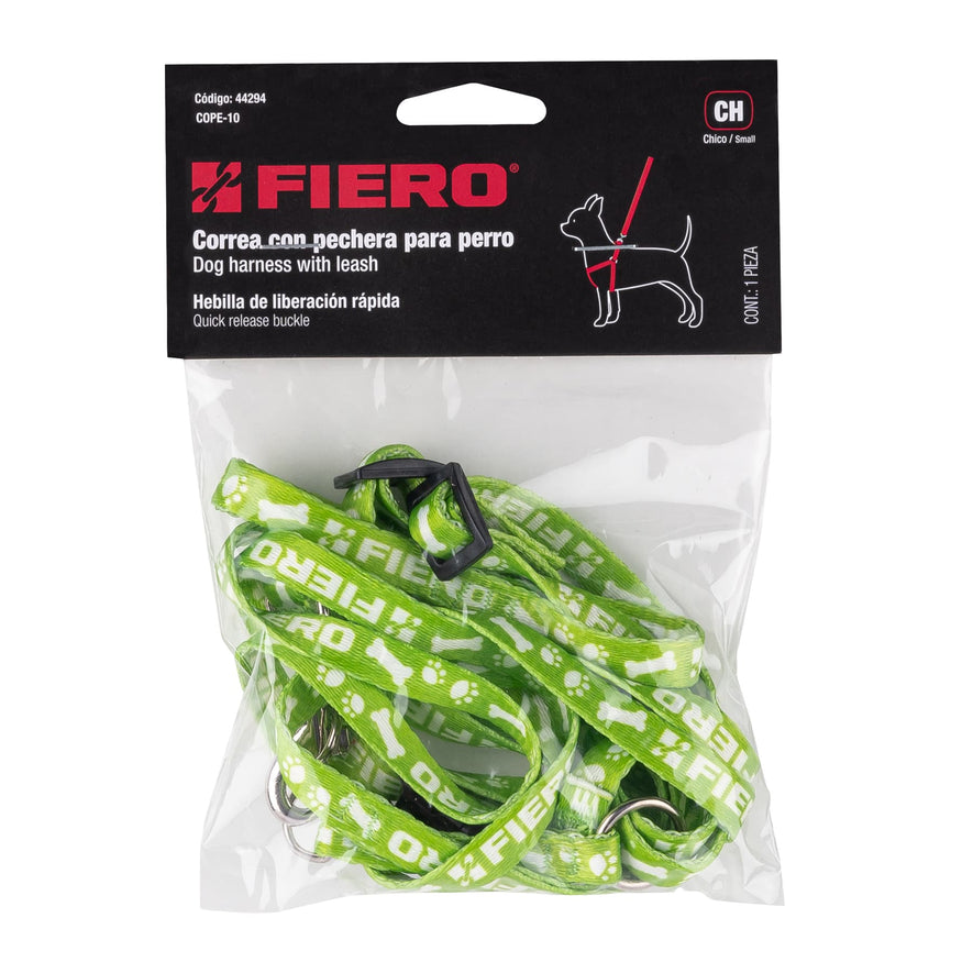 Correa con pechera para perro, 1 cm ancho, Fiero Caja con 12, 44294