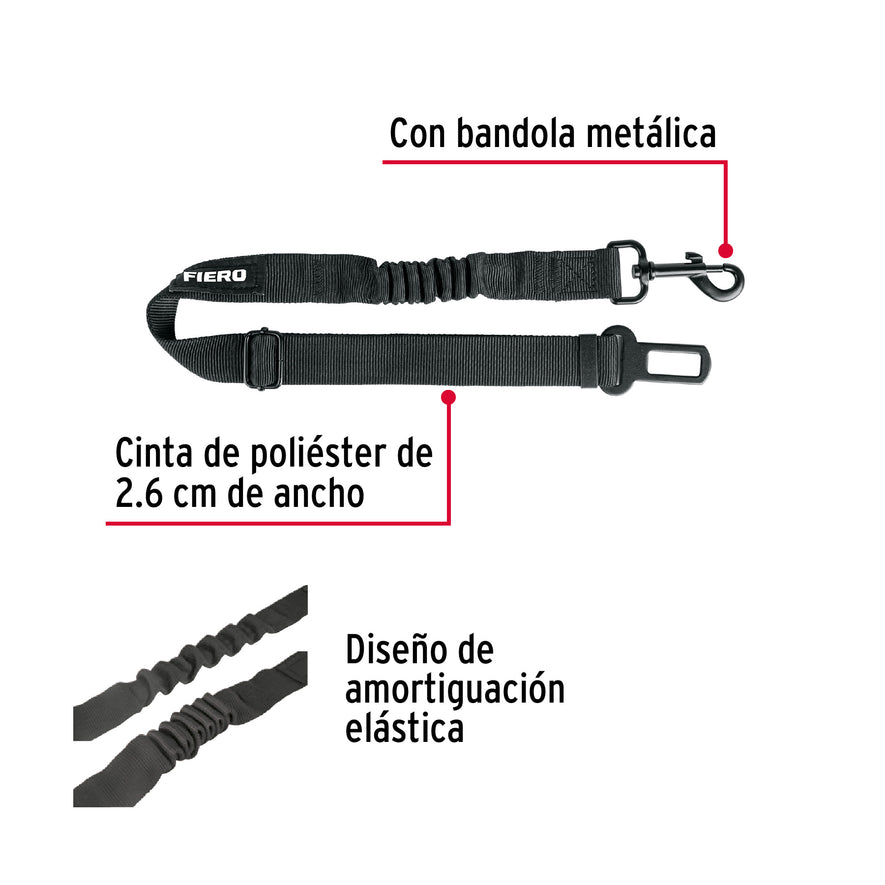 Correa de perro para cinturón de seguridad 90cm, Fiero Caja con 6, 46538