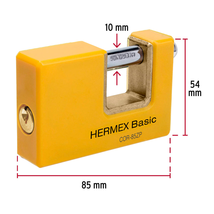 Candado antipalanca 85 mm cuerpo metálico, Hermex Basic Caja con 3, 27088