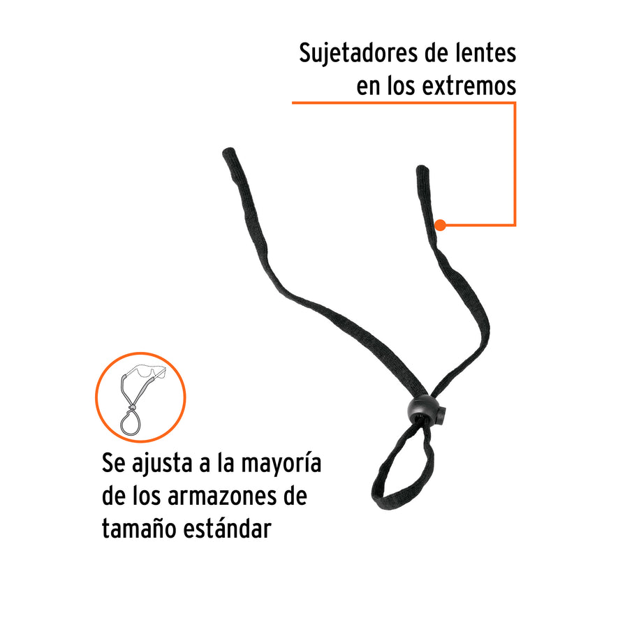 Cordón para lentes de seguridad, ajustable, Truper Caja con 12, 14306