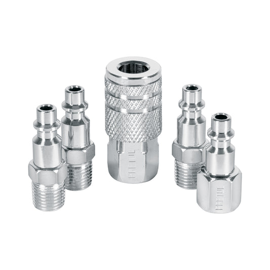 Juego de 4 conectores y 1 cople para compresor, Pretul Caja con 6, 27021