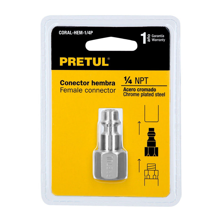 Conector rápido, tipo M, cuerda 1/4 NPT, hembra Pretul Caja con 6, 27022