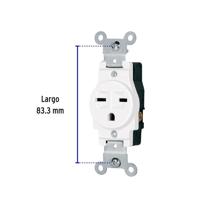 Contacto sencillo, cara de chino, Standard, blanco, Volteck Caja con 10, 47732