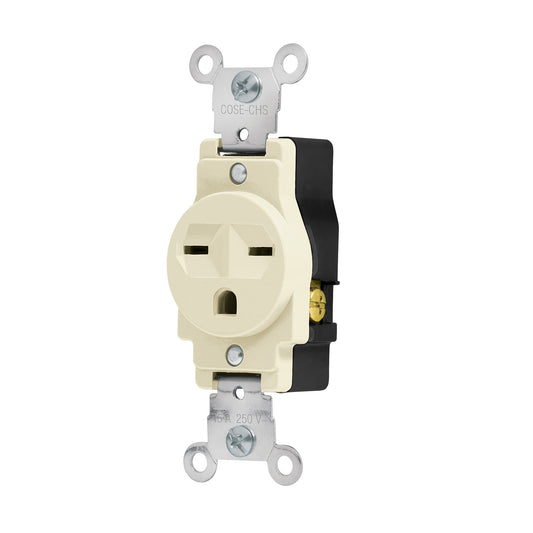 Contacto sencillo, cara de chino, Standard, marfil, Volteck Caja con 10, 46110