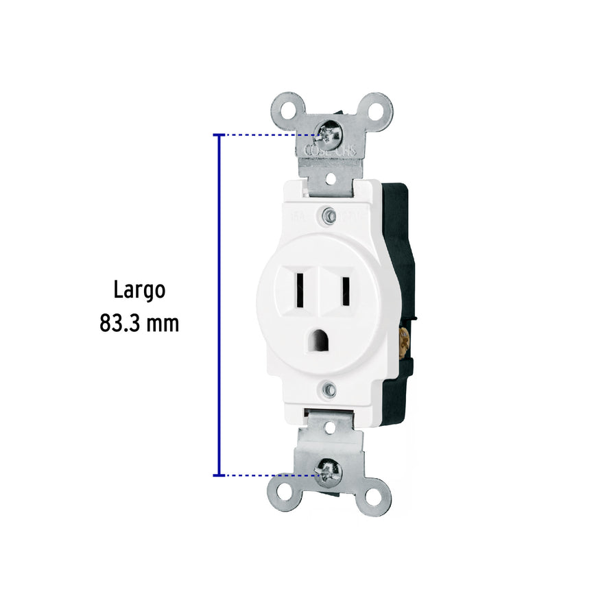 Contacto sencillo, 2 polos 3 hilos, Standard, blanco Caja con 10, 47731
