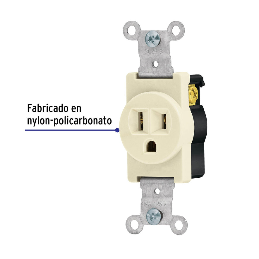 Contacto sencillo, 2 polos 3 hilos, Standard, marfil Caja con 10, 46109