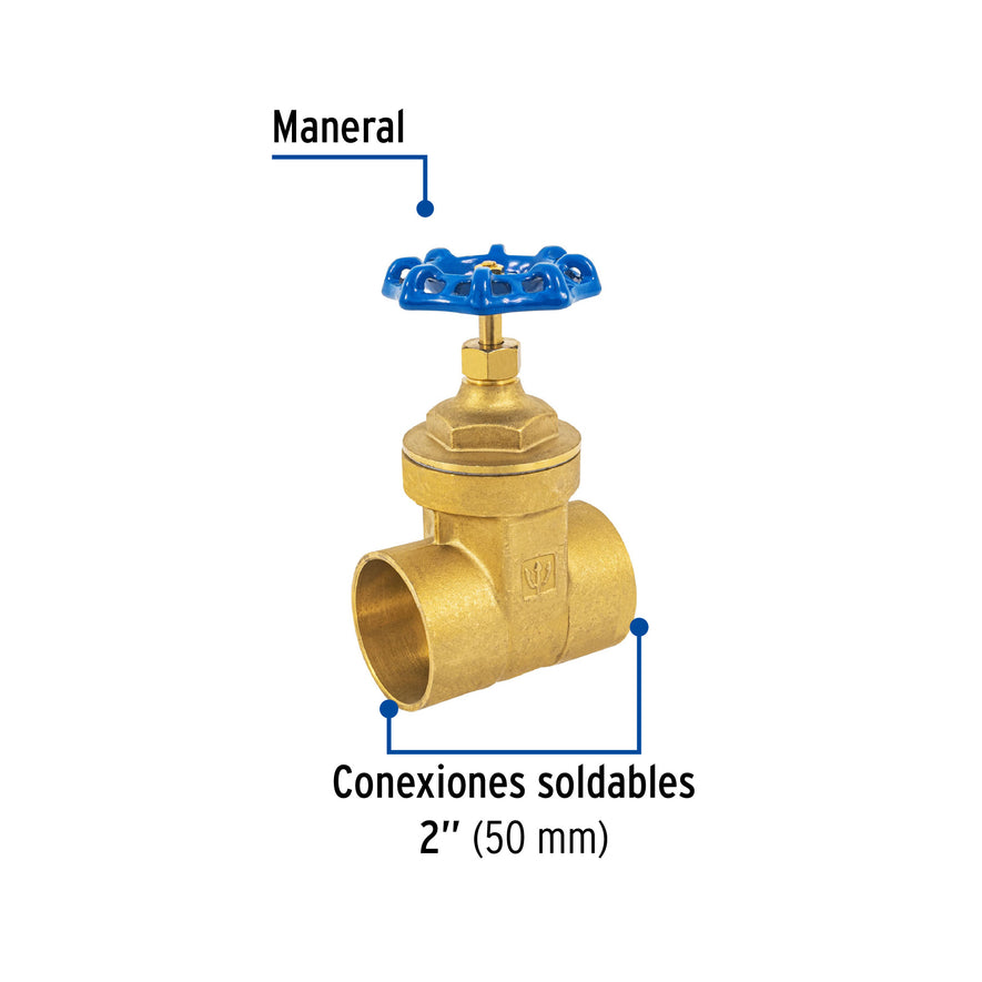 Válvula de compuerta de latón soldable de 2', Foset, 49028