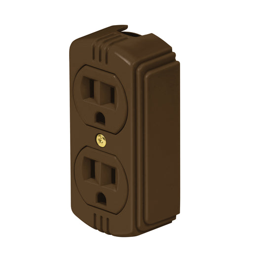 Contacto de sobreponer dúplex 2 polos+ tierra, café, Volteck Caja con 10, 46115
