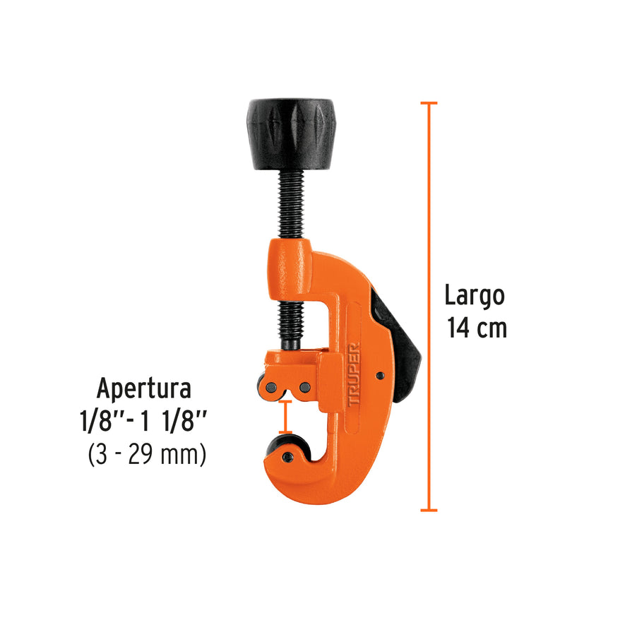 Cortador de tubo de cobre 1/8' a 1-1/8' cuchilla 17mm,Truper Caja con 6, 12853