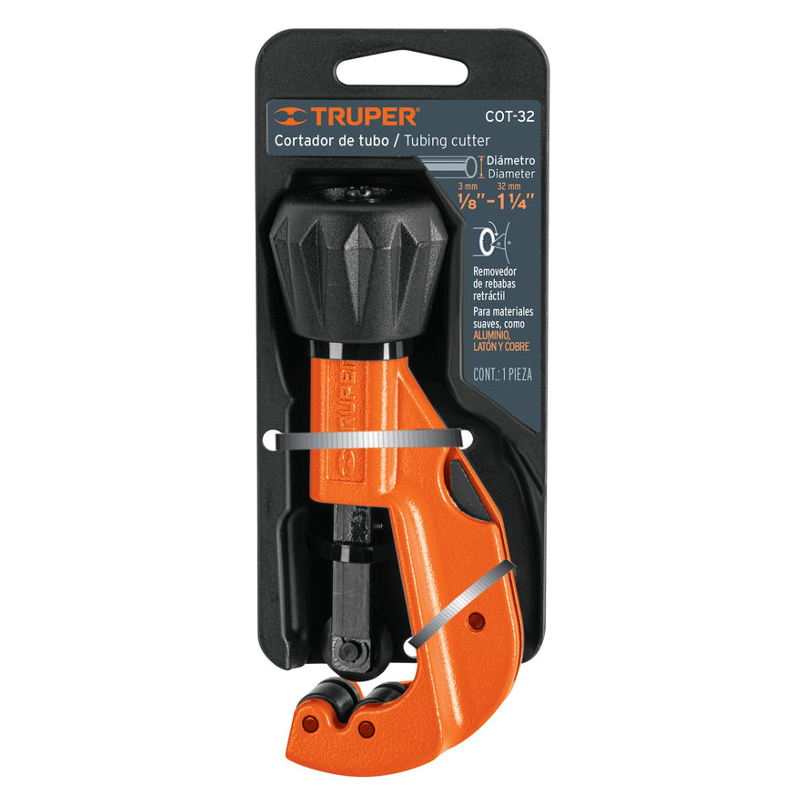 Cortador de tubo de cobre 1/8' a 1-1/4' cuchilla 18mm,Truper Caja con 3, 12856