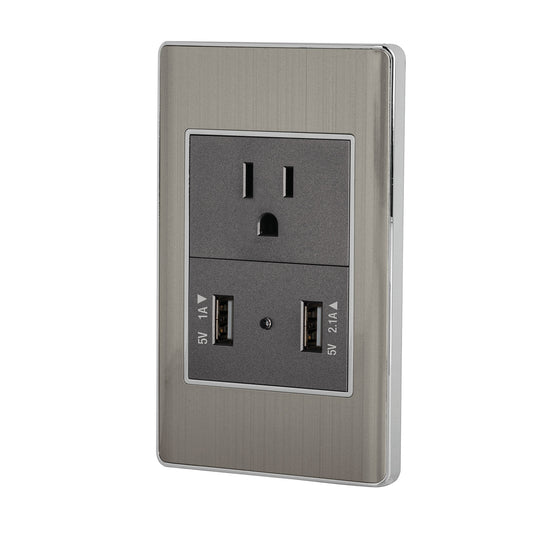 Placa armada acero contacto y 2 puertos USB 1.5 mód, Lisboa Caja con 3, 47851