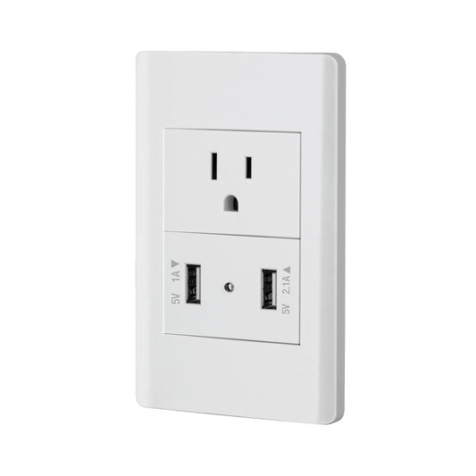 Placa armada blanca contacto y 2 puertos USB 1.5 mód, Lisboa Caja con 3, 47971