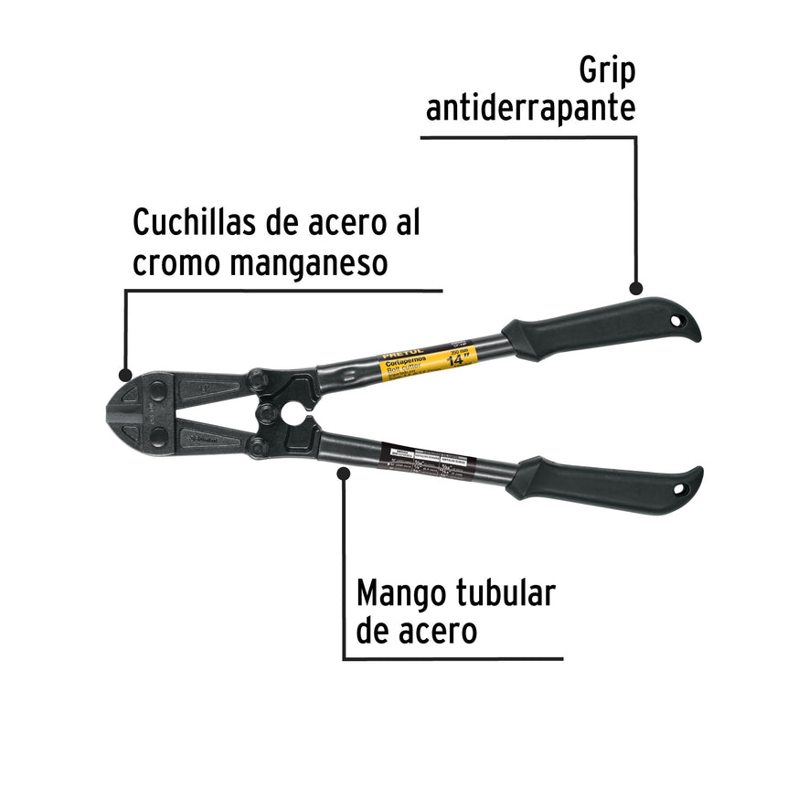 Cortapernos 14', mango tubular, PRETUL Caja con 2, 20945