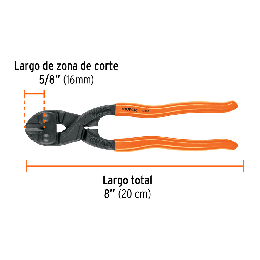 Cortapernos 8', profesional, a una mano, TRUPER Caja con 3, 103114