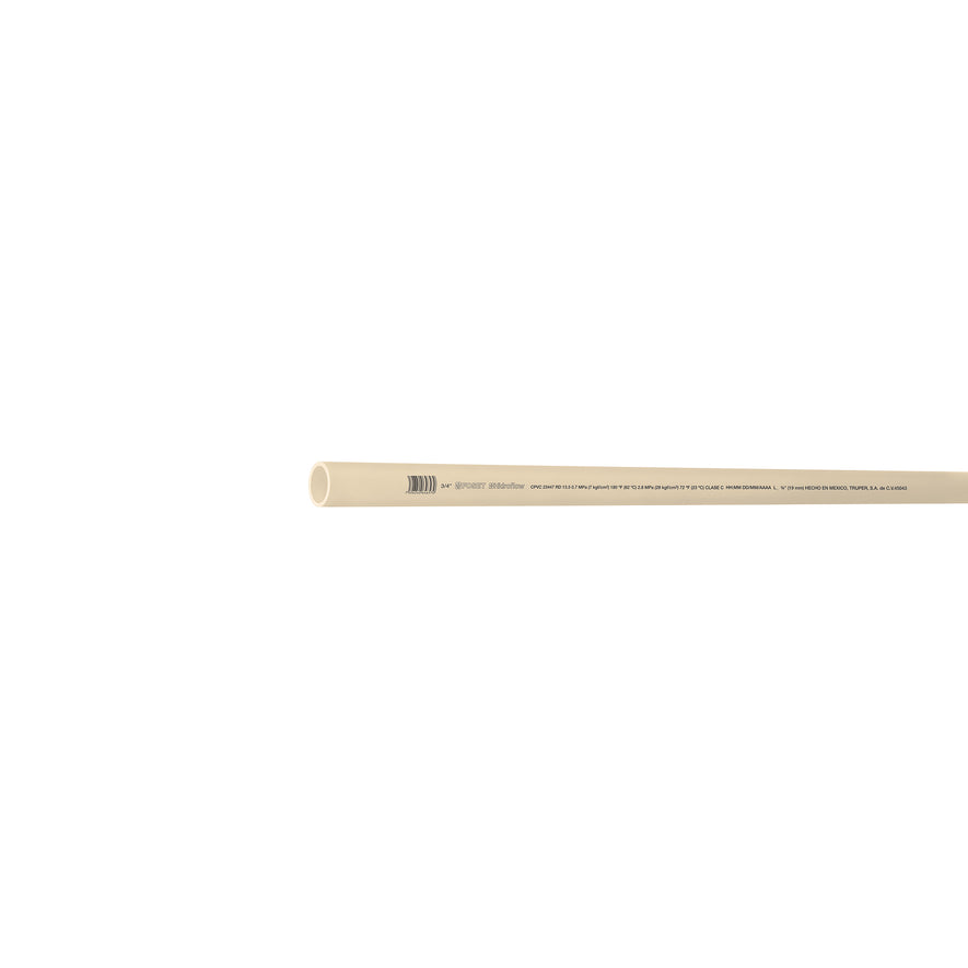 Tubo de 3/4' de CPVC hidráulico RD 13.5 de 3 m, Foset Caja con 10, 45043